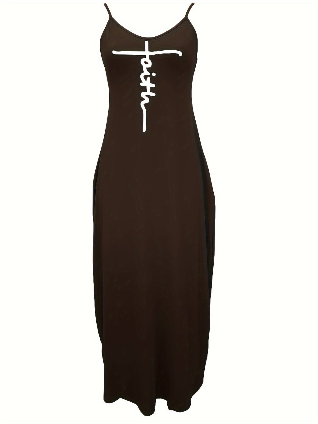 Oriented to European And American Foreign Trade Cross-Border New Women'S Long Dress, Slim And A-Line Solid Color Pattern Suspender Dress - Black