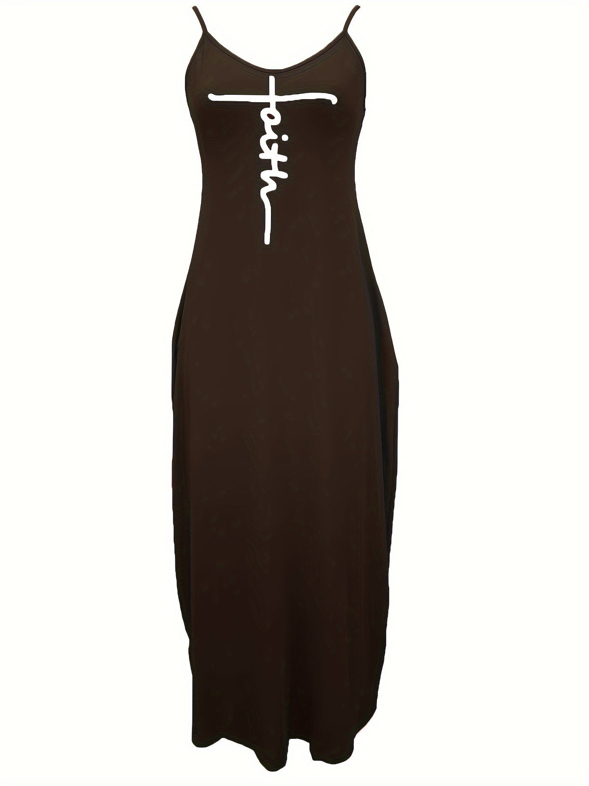 Oriented to European And American Foreign Trade Cross-Border New Women'S Long Dress, Slim And A-Line Solid Color Pattern Suspender Dress - Black