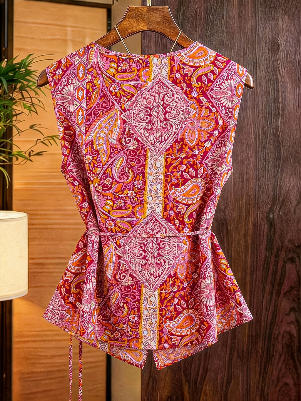 Women'S New Paisley Top, V-Neck Cross-Tie Sleeveless Slim Shirt, Fashion Casual Vest Suitable for Work, Vacation, Dating, Multi-Purpose Summer - Mix color 5