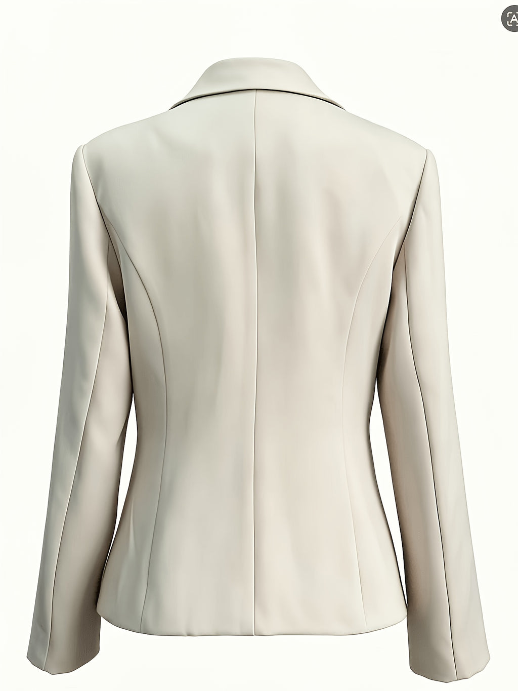Fashionable Women's Casual Blazer with Stylish  Pocket Design, Single-Breasted Simple Collar Style - Apricot