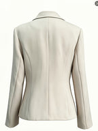 Fashionable Women's Casual Blazer with Stylish  Pocket Design, Single-Breasted Simple Collar Style - Apricot