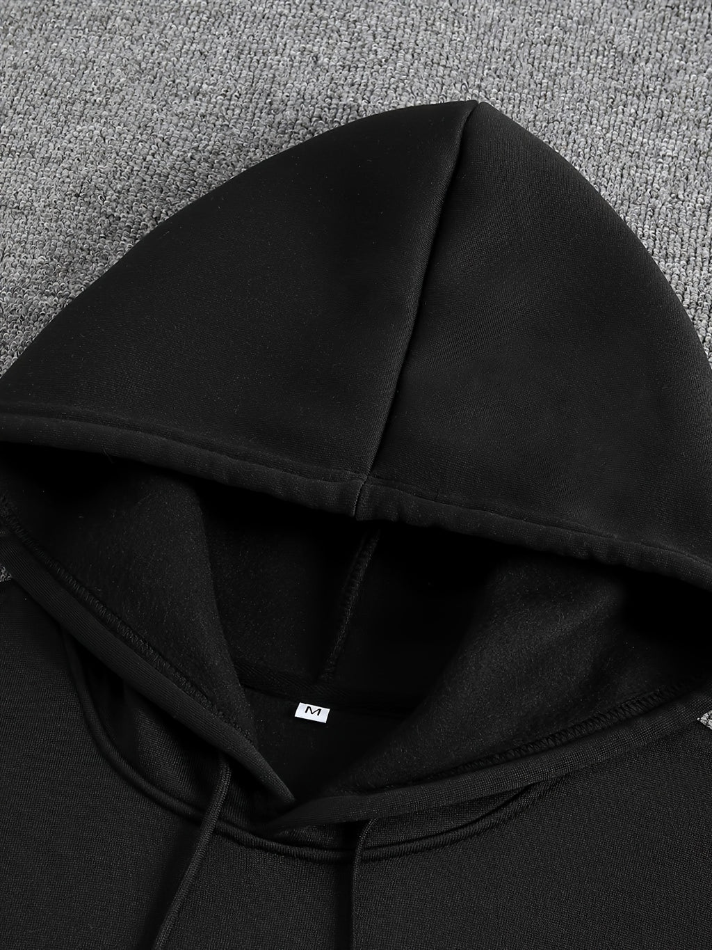Men'S Autumn Winter Print Hooded Fleece Sweatshirt, Versatile Athletic Casual Loose Hooded Sweater - Black