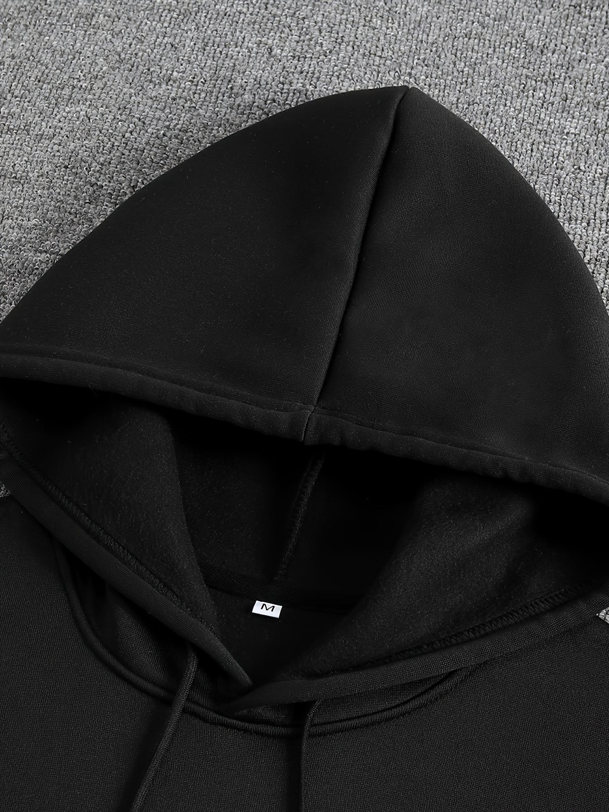Men'S Autumn Winter Print Hooded Fleece Sweatshirt, Versatile Athletic Casual Loose Hooded Sweater - Black
