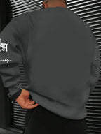 American-style Men's Faith-inspired Crewneck Sweatshirt! A Great Choice for Light Socializing or Daily Streetwear, Machine Washable, Featuring City Emblems of Los Angeles and Brooklyn, and the Attitude Element of "Believe in Dreams, Never Stop - Grey