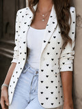 Fashionable Women's Elegant Blazer, Stylish Slim-Fit Casual Striped Lapel Single-Breasted Suit Jacket - White