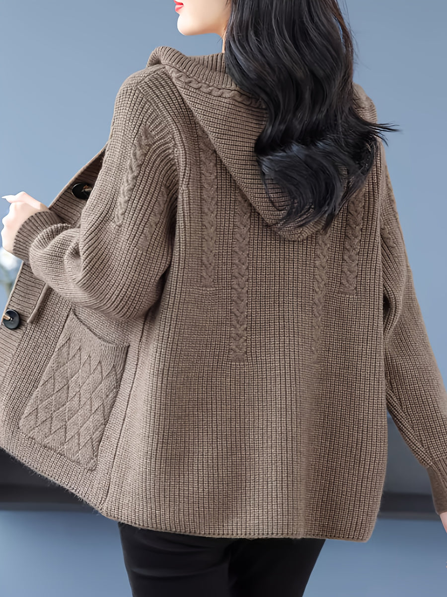 Thickened Sweater Cardigan Jacket Women'S Fall Winter New Top Versatile Outerwear Loose Casual Chic Outerwear - Camel