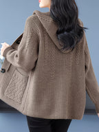 Thickened Sweater Cardigan Jacket Women'S Fall Winter New Top Versatile Outerwear Loose Casual Chic Outerwear - Camel