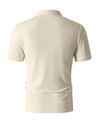 Men's Outdoor Sports Short-Sleeve Summer Casual Comfortable Polo Shirt Henley Shirt - Apricot