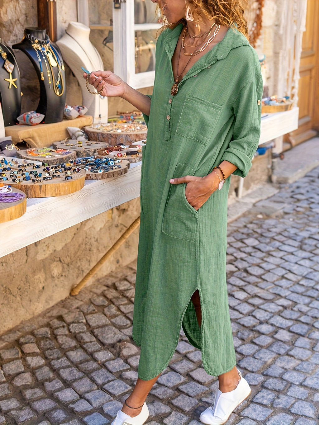Fashionable Standard Size Elegant Dress - Green