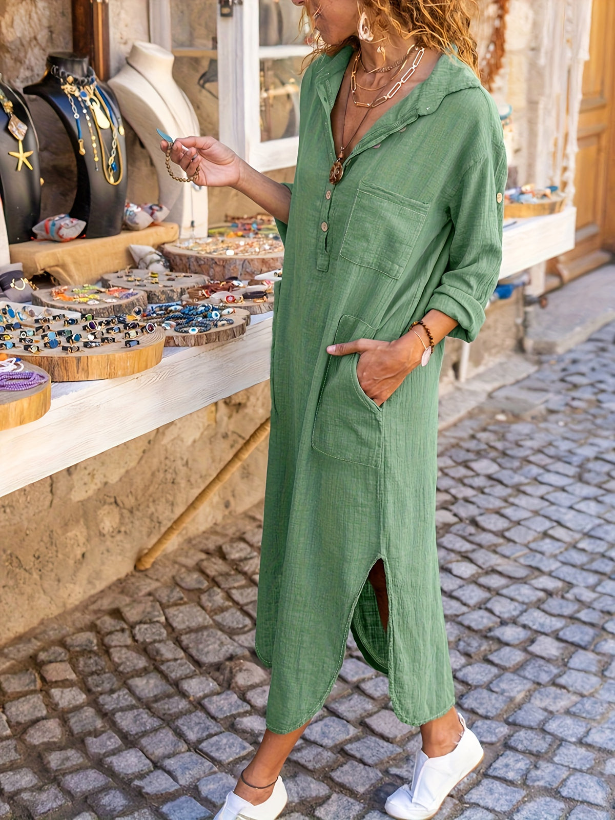 Fashionable Standard Size Elegant Dress - Green