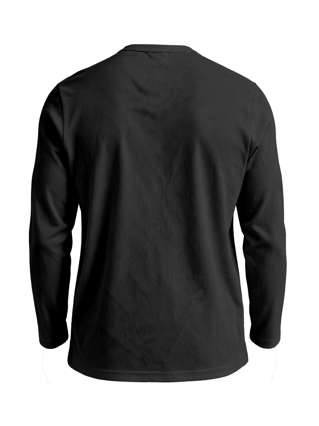 Men's Long-Sleeve Base Layer T-Shirt, Solid Color Henley Pullover - Black