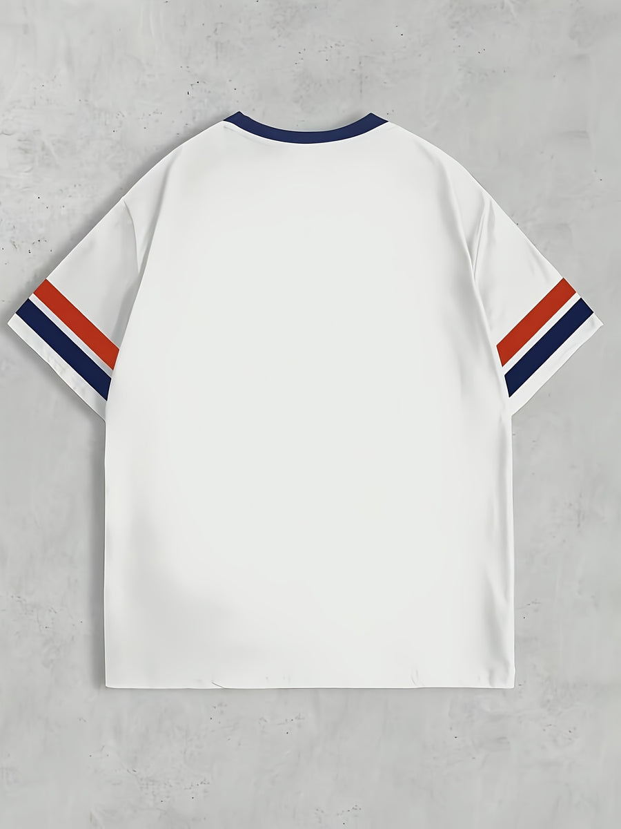 Women's Casual Streetwear Drop-Shoulder T-Shirt with Drop-Shoulder Sleeves, Featuring "71.12cm Numeric and Letter Print, Y College Style, the Perfect Gift for Friends and Family - White