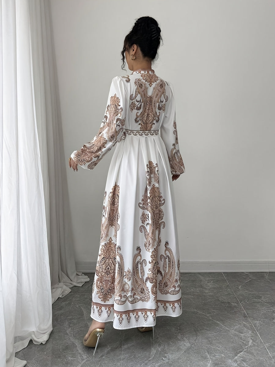 Women's French-Style Vintage Palace Wedding & Evening Gown - V-Neck Lantern Sleeve Maxi Dress with Adjustable Waist Tie , A-Line Train Dress for Proms, Galas, Special Occasions (Machine Washable) - Mixed colors