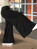 2026 Women's Corduroy Fashion Casual Wide-Leg Pants with Pockets, Elegant Loose Straight-Leg Trousers, High-Waist Flowy Wide-Leg Pants, Loose Fit Trousers - Black