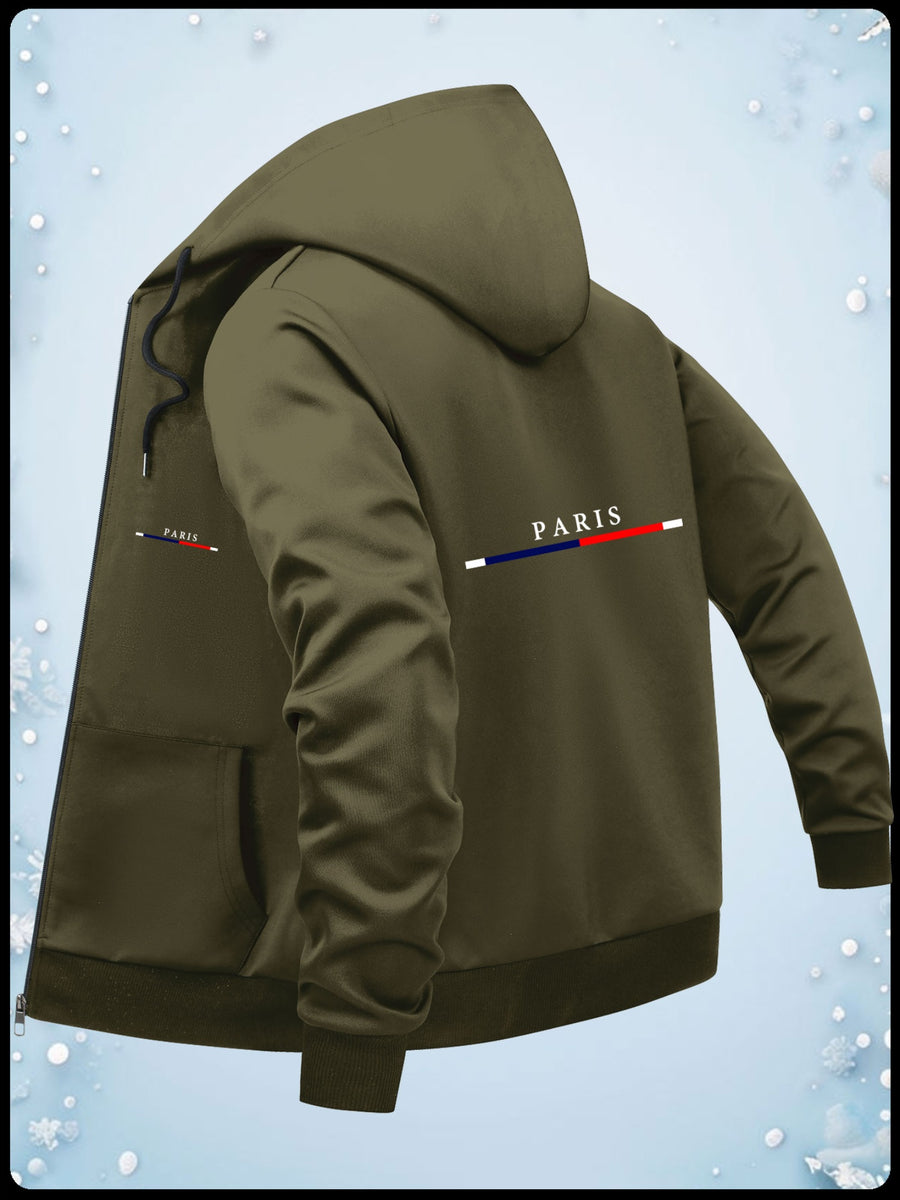 Fashion Casual Print Hoodie Jacket - fern green