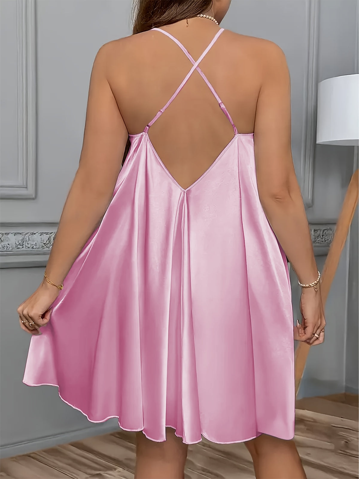 3pcs Women's Pajama Set, New Solid Color Sexy Camisole Nightgown, Loungewear Suitable for Wearing Out - For Lotus Root Color + White + Black