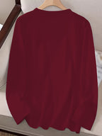 3pcs Long Sleeve Solid Color Women'S T-Shirts, Casual Holiday Outing Versatile Fall Winter Top Round Neck - Black+white+red