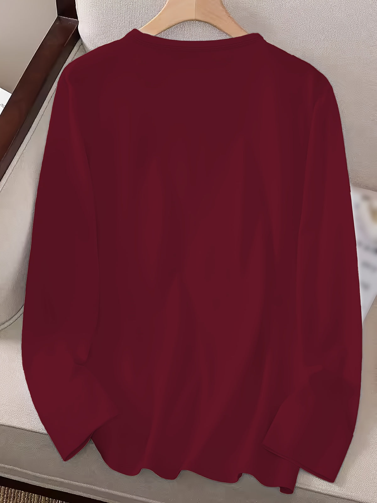 3pcs Long Sleeve Solid Color Women'S T-Shirts, Casual Holiday Outing Versatile Fall Winter Top Round Neck - Black+white+red