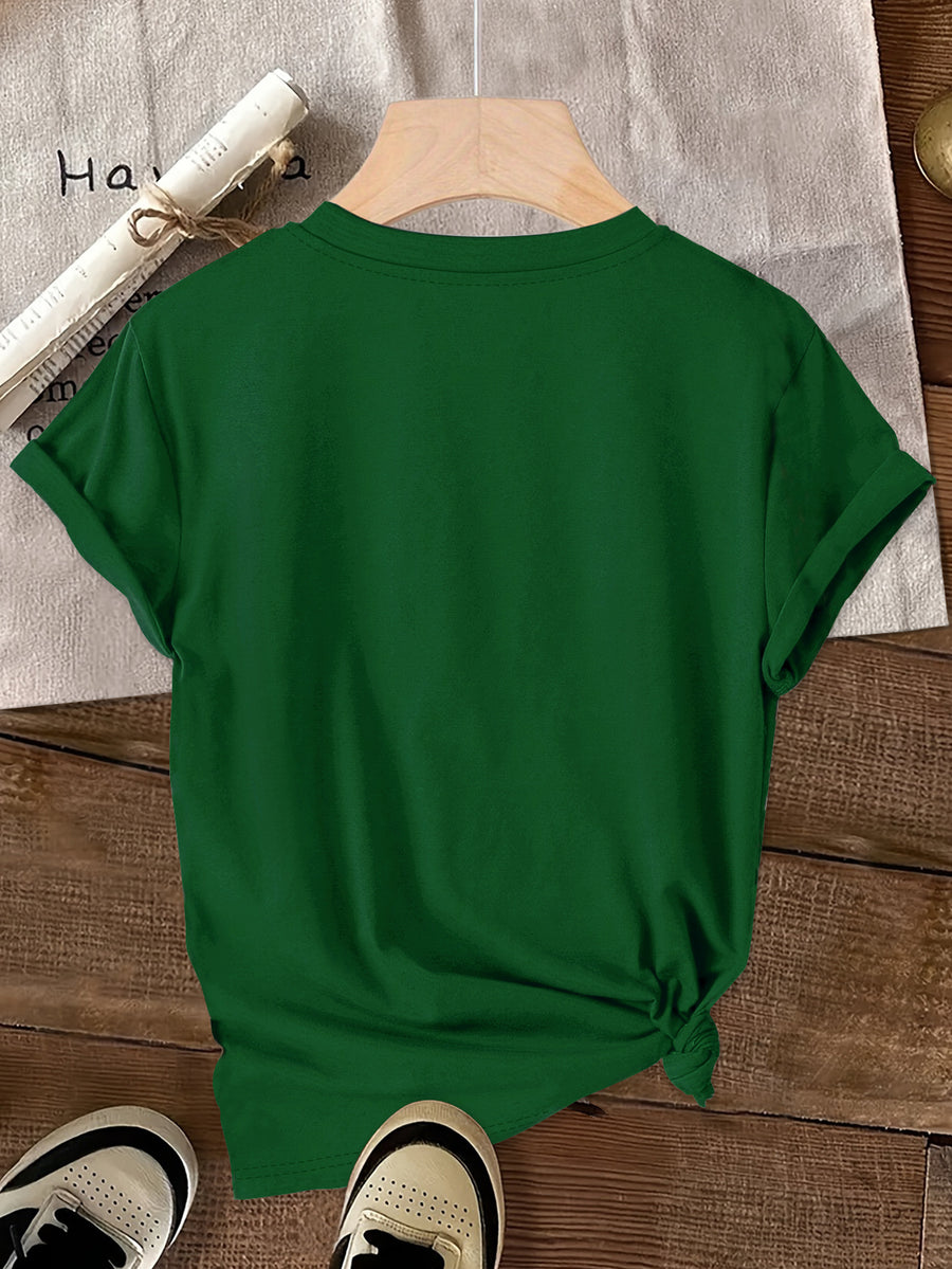 Disney Minnie with a Smile on Her Cheek Printed Fashion Women'S Round Neck Casual T-Shirt, Comfortable Fabric Short Sleeved, Round Neck Women'S T-Shirt, Worn in Spring And Summer - Green