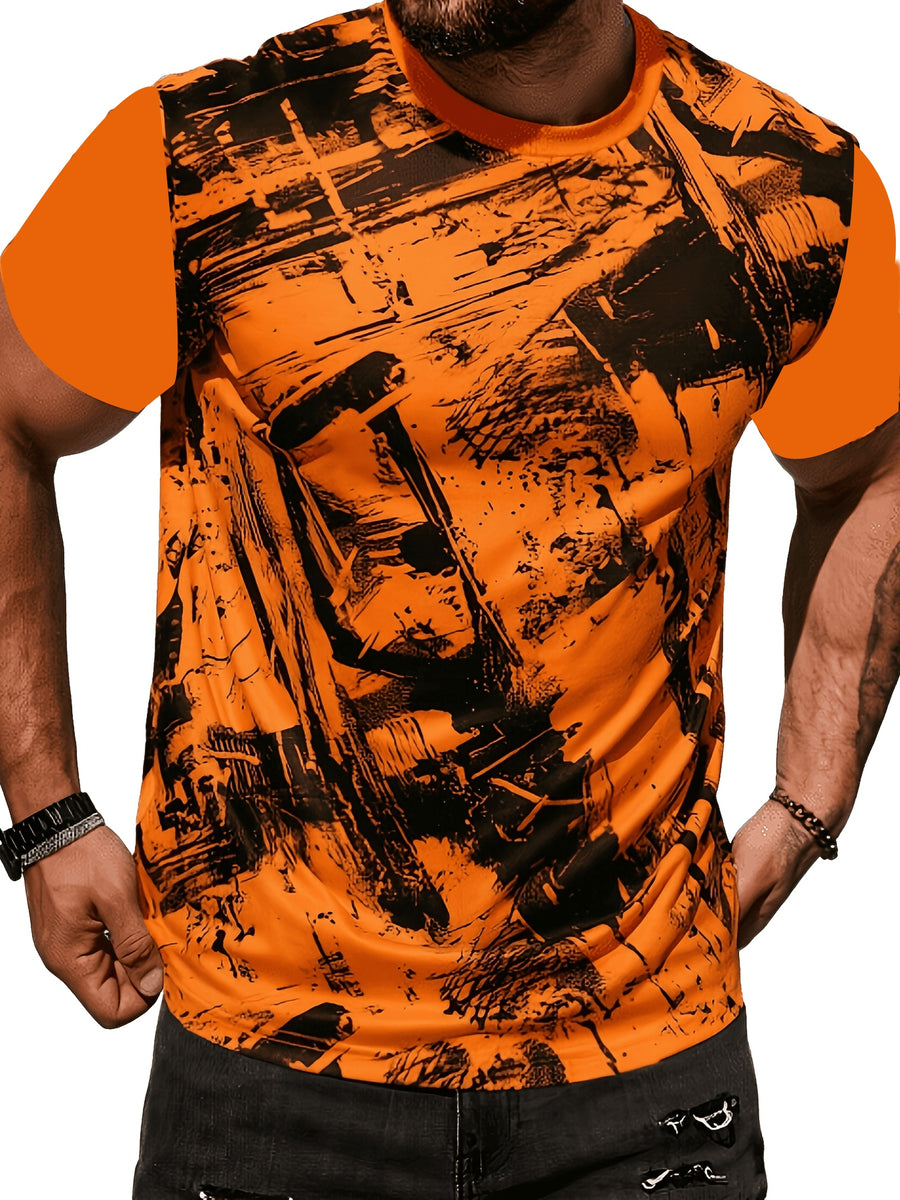 Men's Size-Coded Summer T-Shirts with Printed Design(Non-Textured), Ideal for Seaside Outdoor Sports Outfits - Style 5