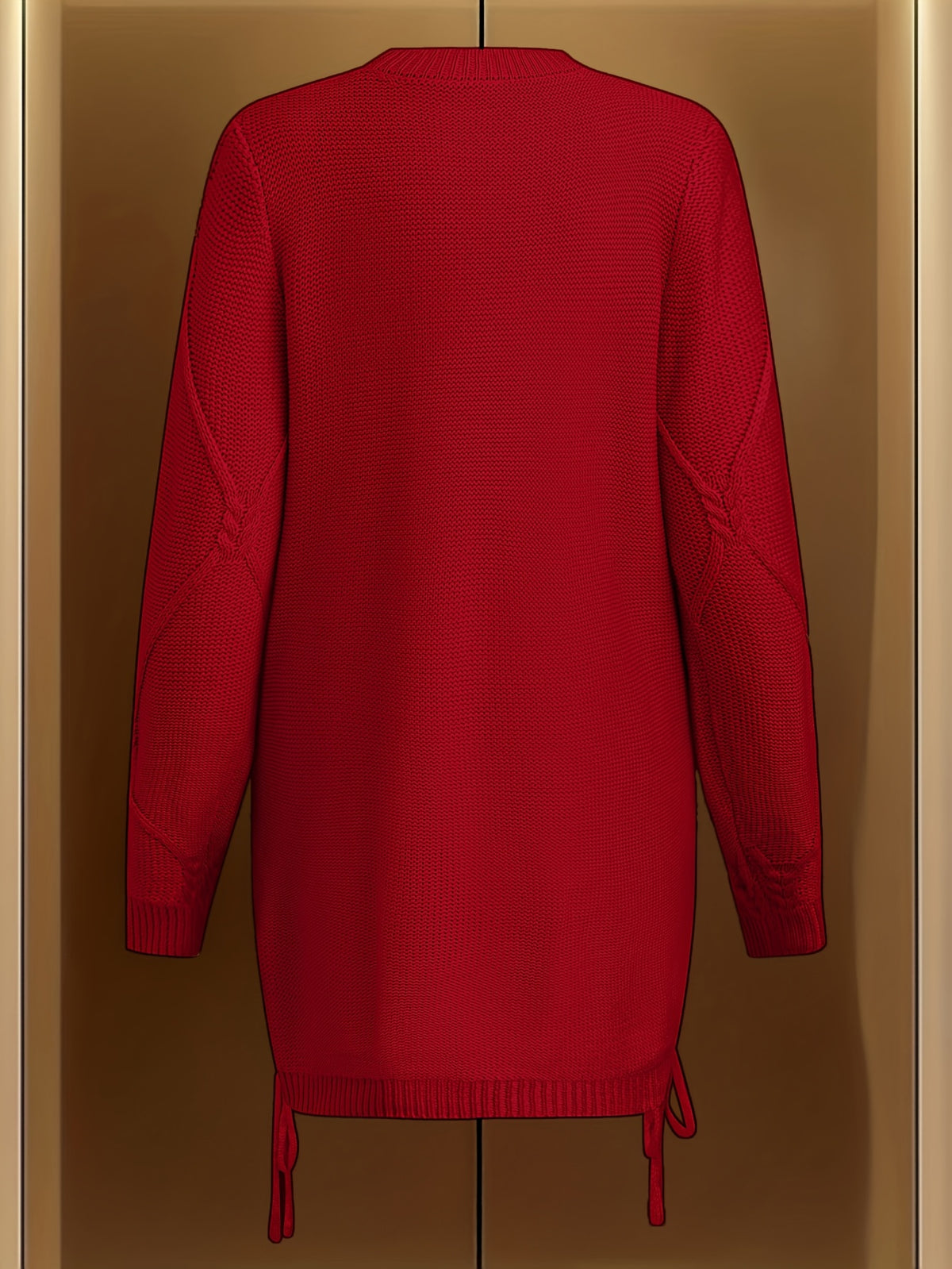 Vika Xiang Style Trendy Cable Sweater for Creating a Focus Look in Autumn and Winter Fashion - Red