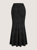Summer Women'S Hot Silver Polka Dot Midi Skirt, Suitable for Daily Parties And Birthday Banquets - Black