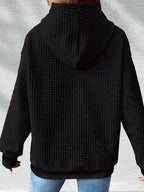 Graphic Print Hoodie, Drawstring Casual Hooded Sweatshirt for Fall And Spring, Women'S Clothing - Black
