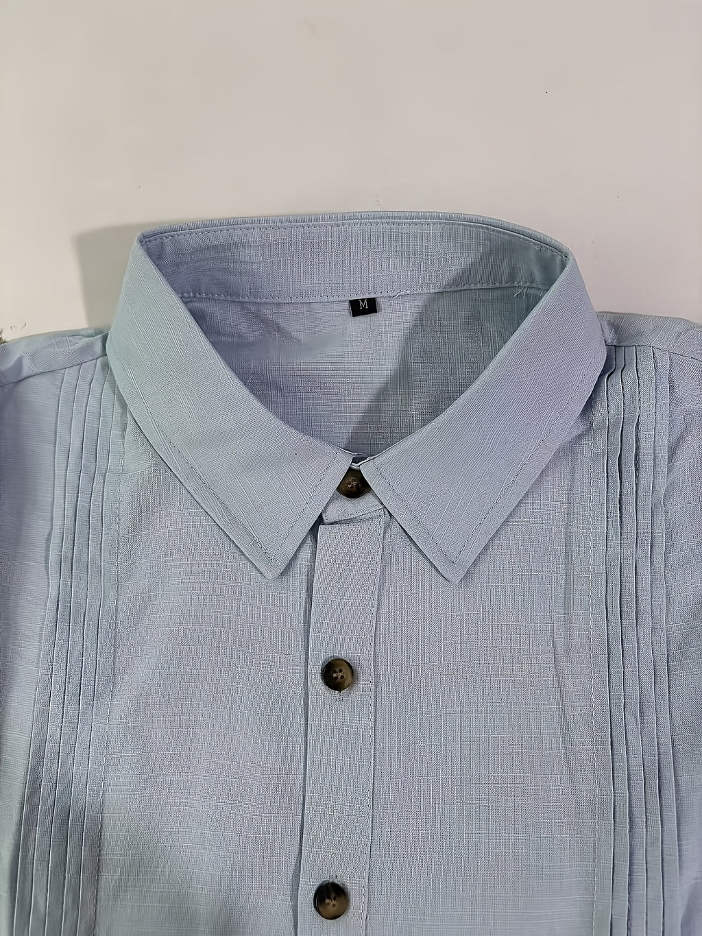 Men's Vintage Lapel Striped Shirt, Vacation Casual Long-Sleeve Shirt. Available in Multiple Colors - Sky Blue