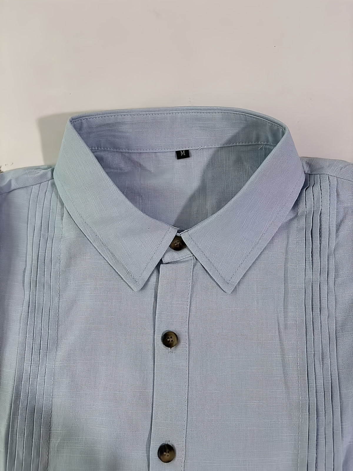 Men's Vintage Lapel Striped Shirt, Vacation Casual Long-Sleeve Shirt. Available in Multiple Colors - Sky Blue