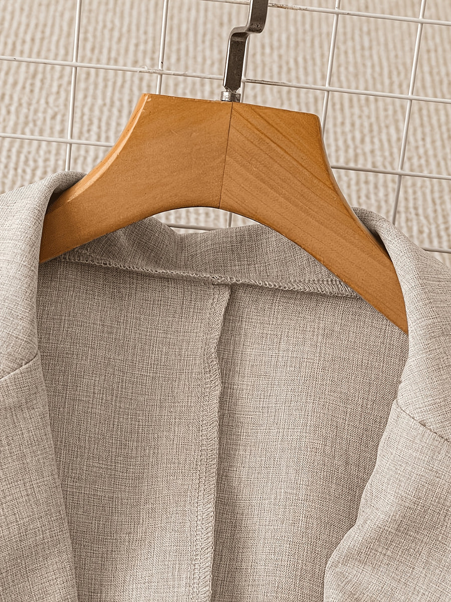 Women'S Casual Lapel Pocket Lightweight Suit Jacket - Apricot
