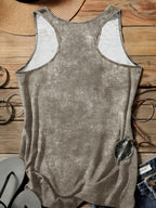 A Series of Arabic Numerals, a Comfortable And Casual Tank Top with a Full Print of The Letter '26', Suitable for Travel, Leisure, And Outdoor Street Scenes - Olive Brown