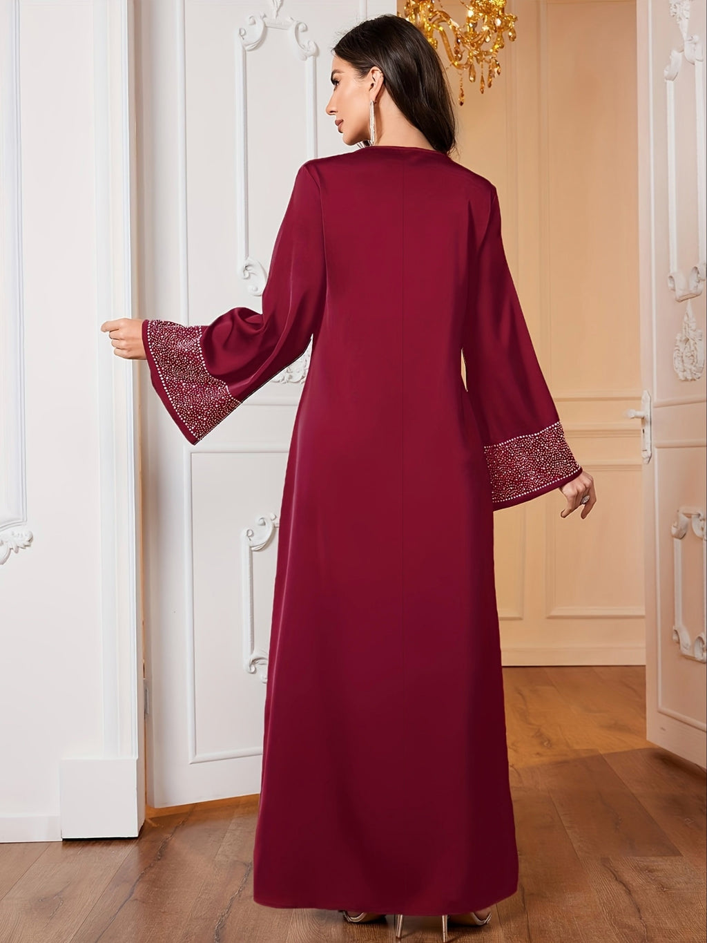 Ramadan Middle East Special Edition Women's Elegant Loose-Fit Casual Long Dress - Deep Red