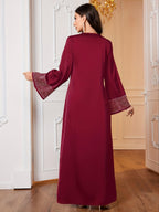 Ramadan Middle East Special Edition Women's Elegant Loose-Fit Casual Long Dress - Deep Red
