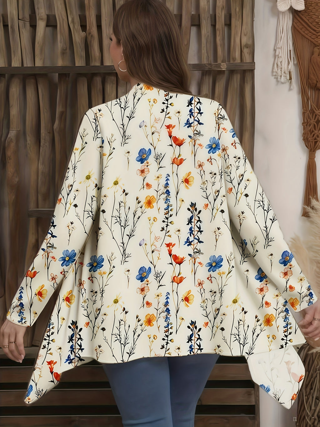Women's Floral Elegant Print Cardigan, Lightweight, Airy, and Comfortable, Suitable for Spring, Summer, and Autumn, a Versatile Layering Piece for Daily Casual Wear, Beach Outings, and Vacations - Apricot