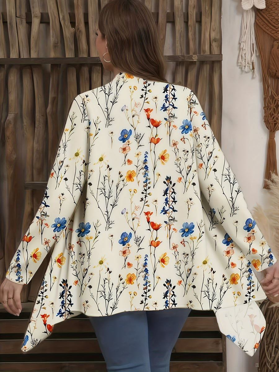 Women's Floral Elegant Print Cardigan, Lightweight, Airy, and Comfortable, Suitable for Spring, Summer, and Autumn, a Versatile Layering Piece for Daily Casual Wear, Beach Outings, and Vacations - Apricot