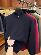 Autumn/Winter New Style Solid Color Half-Turtleneck Lyocell High-Quality Long-Sleeve Knit Base Layer, Versatile and Warm Men's Sweater, Skin-Friendly, Comfortable, Durable, and Breathable Men's Top, Cold-Proof Pullover FL27 - Navy Color