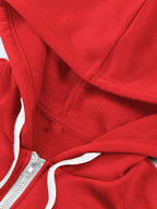 2026 Women's Hoodie DC Batman Catwoman Character Bat Logo Print Zip-Up Open Front Hooded Top Trendy Women's Jacket - Red