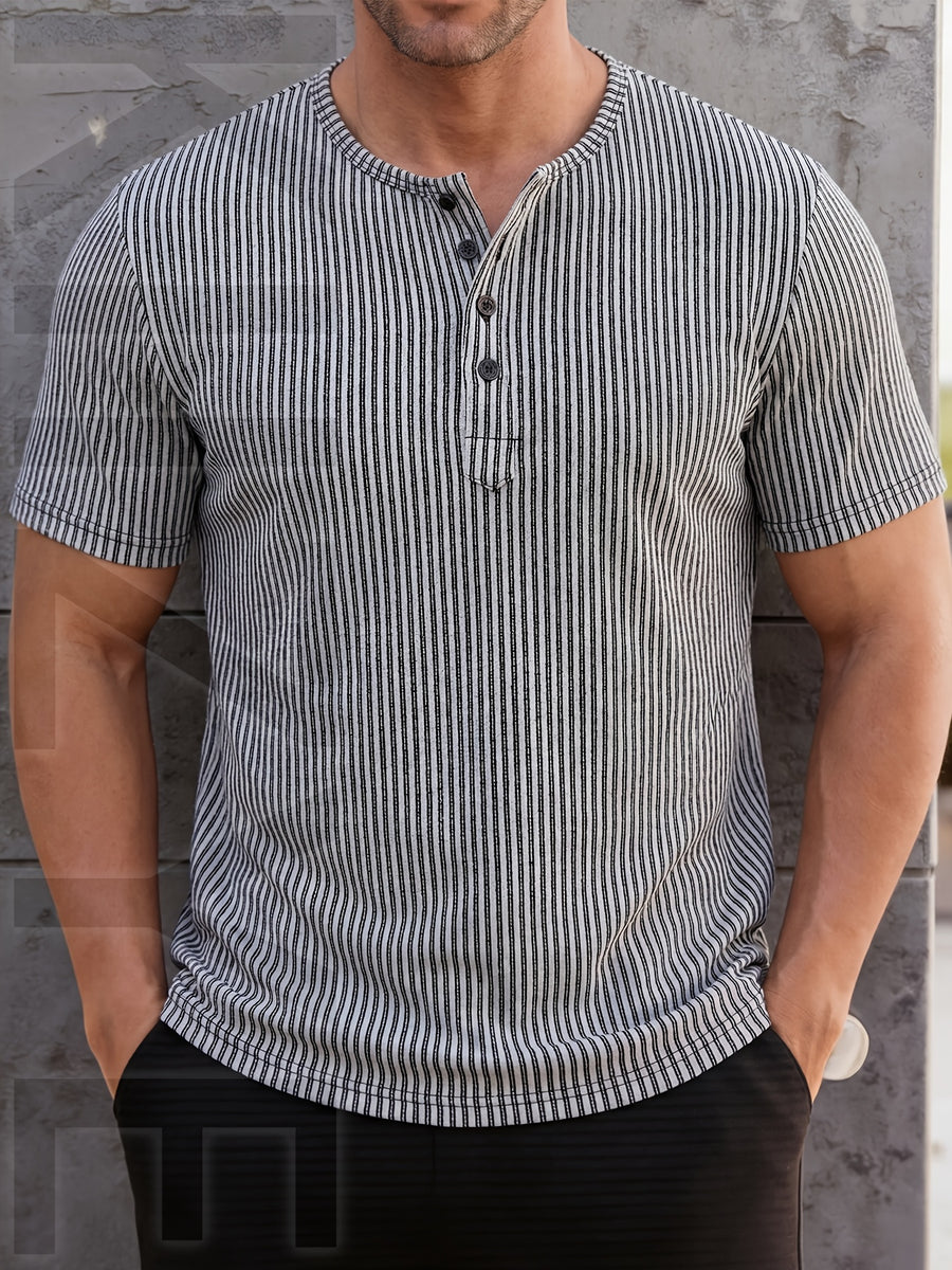 Pearson OBM Men's High-Quality Clothing - Men's Heavy-Duty Henley Shirt - Single-Button Collar & Chest Placket, Casual Button-Front Blouse, Thick, Soft, and Comfortable Fabric, Machine Washable Solid Color Sweater - Versatile for Smart-Casual - White