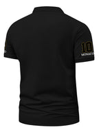 Men's Vintage Polo Shirt Short Sleeve Lapel Collar with Logo Letter Print - Retro Brand Logo, Machine Washable Regular Fit Casual Streetwear Suitable for Office, Semi-Formal & Casual Attire - Black