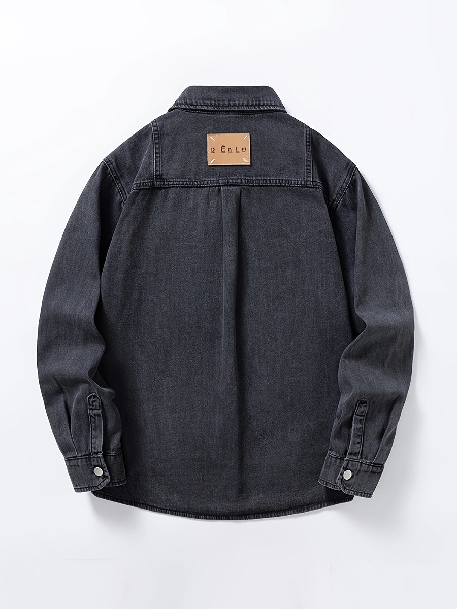 810# Men's Denim Shirt - Soot Black