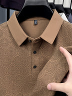 Summer Short Sleeve Men'S Print T-Shirt, Basic Style Versatile Commuter Top, Casual Men'S Athletic Wear, Golf Tennis Training Outfit, Men'S Office Commute Attire, Middle-Aged Men'S Outdoor Clothing - Light Brown-1