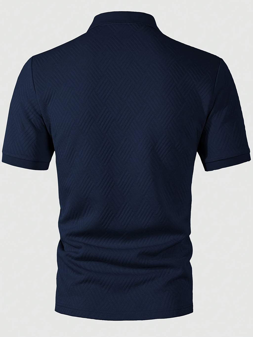 Men's Minimalist Lightly Mature Lapel Polo Shirt with Three-Dimensional Texture, Skin-Friendly, Quick-Drying, Solid Color, for Summer Dates and Banquets, Matching Men's Apparel - Blue