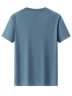 [Printed Design - Not Textured] 2026 New Style T-Shirt, Men's Summer Short Sleeve Thin Top, Trendy Fashion Slim Fit V-Neck, Versatile and Simple Classic Basic Style for Daily Commuting. Creative Vertical Stripe Pattern Design for a  and Fashionable - Blue