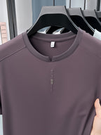 Men'S New Short Sleeve Easy Loose Commute All-Match Round Neck Top Short Sleeve T-Shirt Summer Cool Top Middle-Aged Dad Round Neck T-Shirt Business Casual Men'S Fashion Comfortable Multi-Color Short Sleeve T-Shirt LSL-26235 - Purple