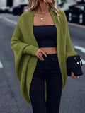 New Autumn And Winter Collection of Popular Casual Fashion Loose And Easy Versatile Elegant Retro Long-Sleeve Shawl Women'S Cardigan Top - Olive Green