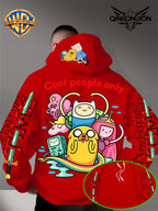 Warner Official Men'S Hoodie, Colorful Water Play Fun Anime Printed Design for All, Machine Washable, Warm And Casual for Autumn And Winter, Daily Drawstring Hoodie, Multi-Functional Sports And Leisure Loose Fit - Red