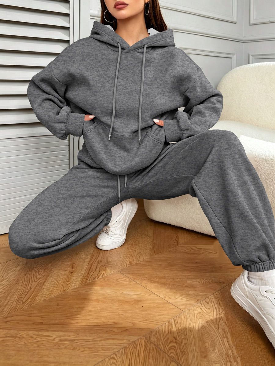 Halloween New Cross-Border Fashion Casual Vacation Set for Women, Autumn/Winter Sweatshirt And Sweatpants with Pockets, Women'S Foreign Trade Fashion, Autumn/Winter Essential Women'S Easy Sweatshirt Set, Pullover - Dark Gray