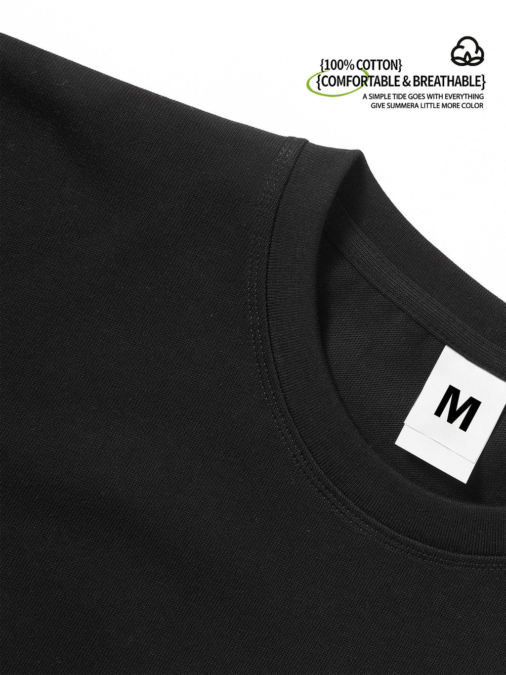 Men's Loose Fit T-Shirt with Minimalist Red Circular Back Print, Short Sleeve, 100% Pure Cotton, 240g Versatile Short Sleeve, Unique Pattern, Thick Fabric, Sweat-Absorbent and Breathable, Comfortable Inner Layer Casual Top, Daily Streetwear - Black