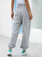 High-Waist Ankle-Cinching Sweatpants, Mountain Peak Print, Vertical Stripes on Both Sides of Legs, Elastic Cuffs Suitable for And Commuting - Light Grey