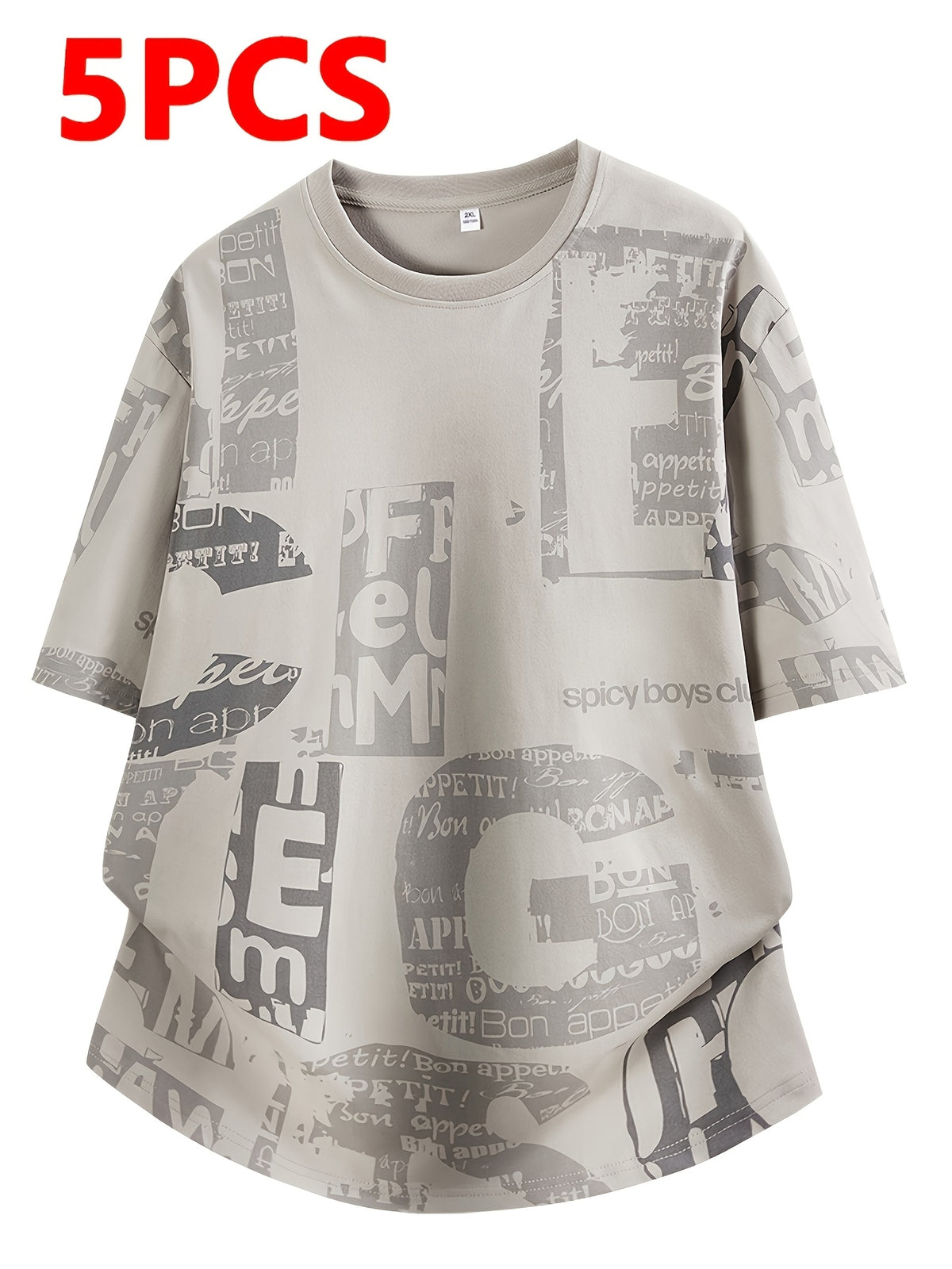 5-Pc, Men'S Summer Sports Casual T-Shirts, Round Neck Pullover Quick-Dry Tops, Fashionable Cool Pattern Short Sleeves, Suitable for Daily Outdoor Running Exercise Beach Party Street Teenager Father Gift Couple Matching - Mixed colors